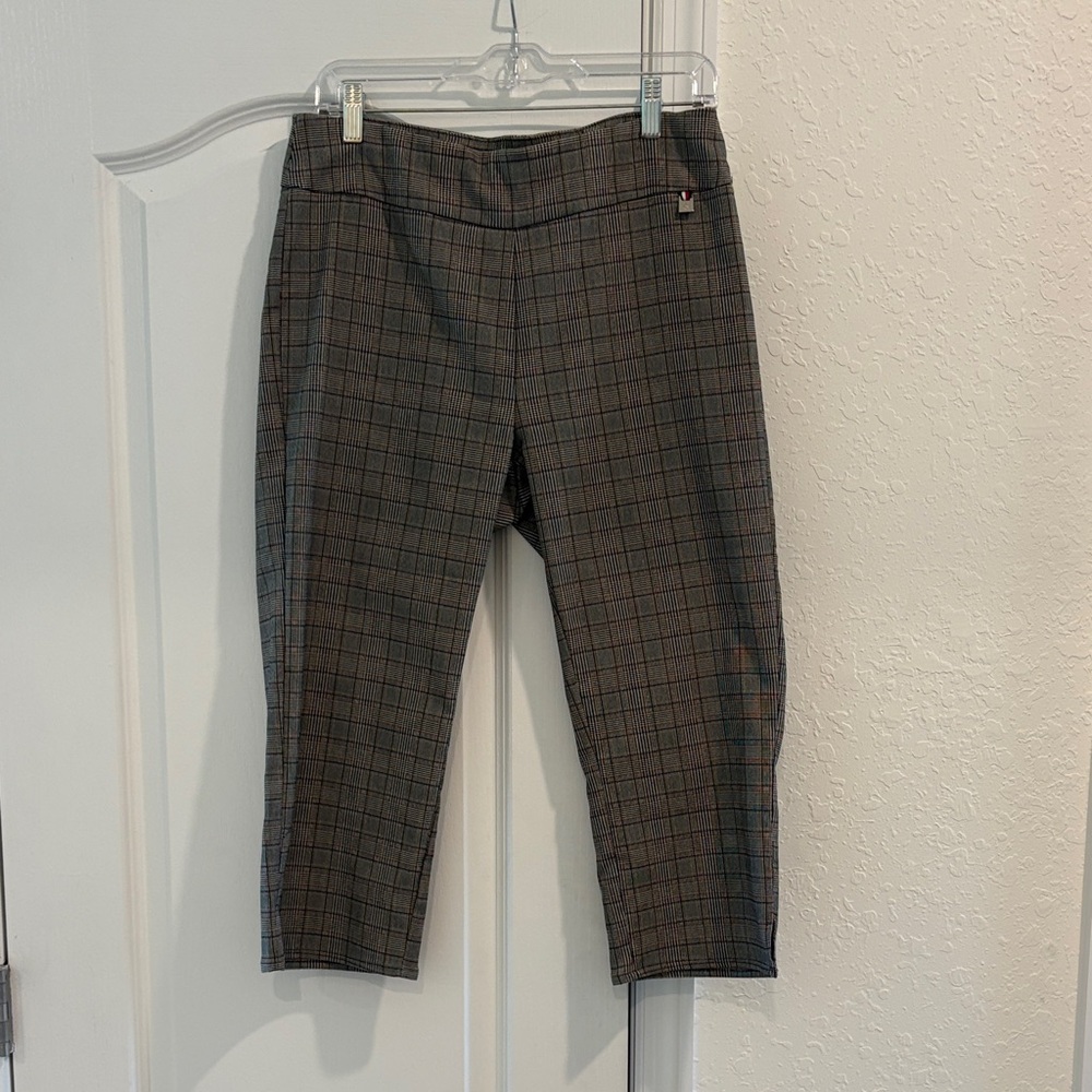 Gray Plaid Cropped Pants